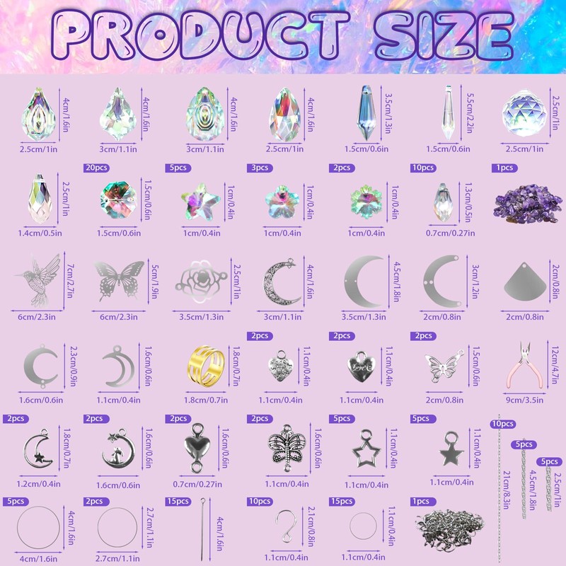 Jokureao 400Pcs Crystal Suncatchers Kit, DIY Suncatchers for Windows, Garden,