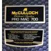 McCULLOCH PRO MAC 700 Electronic Ignition Chainsaw Filter Cover Decal