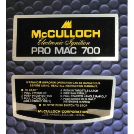 McCULLOCH PRO MAC 700 Electronic Ignition Chainsaw Filter Cover Decal set