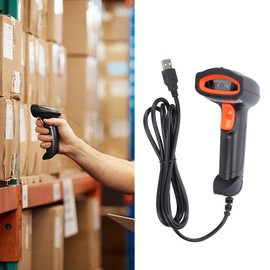 BOLORAMO U2 Barcode Reader Handhold Bar Code Scanner Wired QR Code Reader Dustproof Waterproof USB Barcode Scanner with Auxiliary Lighting for Shop Supermarket Warehouse Bar