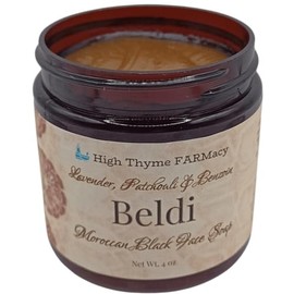 All-Natural Spilanthes-Infused Black Beldi Soap - Moroccan Black Soap for Face - Moroccan Beldi Soap - Moroccan Soap - Beldi Black Soap Moroccan - Gentle Hammam Scrub Black Soap Face Wash