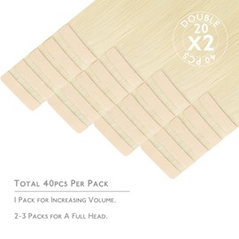 WENNALIFE Tape-In Real Hair Extensions, Real Hair, 40 Pieces, 100 g, 35 cm / 14 Inches, Platinum Blonde Hair Extensions, Invisible Tape-In Extensions, Real Hair Extensions, Silky Straight, Skin Weft
