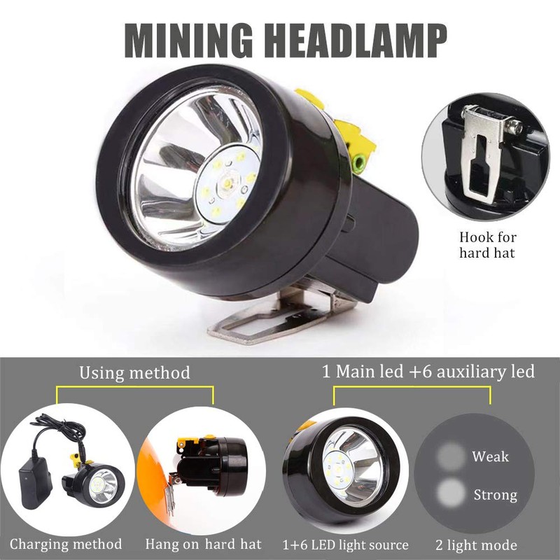 Yongkist Rechargeable Cap Mining Lamp 1+6 LED Light Source Coal