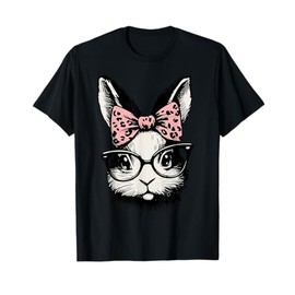Funny Bunny Women's Girl's Cute Rabbit Graphic Leopard Print T-Shirt