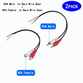rgzhihuifz 2 Pack 6inch RCA Female to Speaker Wire, RCA Female Plug Adapter Connector to Bare Wire Open End Audio Cable for Amplifier Audio Video Receiver Speakers