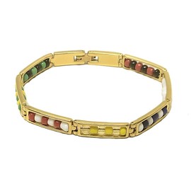 Bangle of las 7 potencias in Stainless Steel with Real 14 K Gold plating - TOOL29 (8.5)