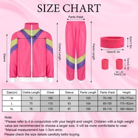 Aomig Aomig 90er 80er Jahre Kostüm Erwachsene, Retro Trainingsanzug für Männer Frauen, Disco Ganzkörperanzug, Partner Outfit Jacke und Hose 80er Party Bad Taste für Mottoparty Karneval(Rosarot-XL)