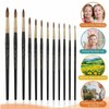 SULIKJHUI 12 Pcs Round Watercolor Brushes, Artist Watercolor Paint Brushes