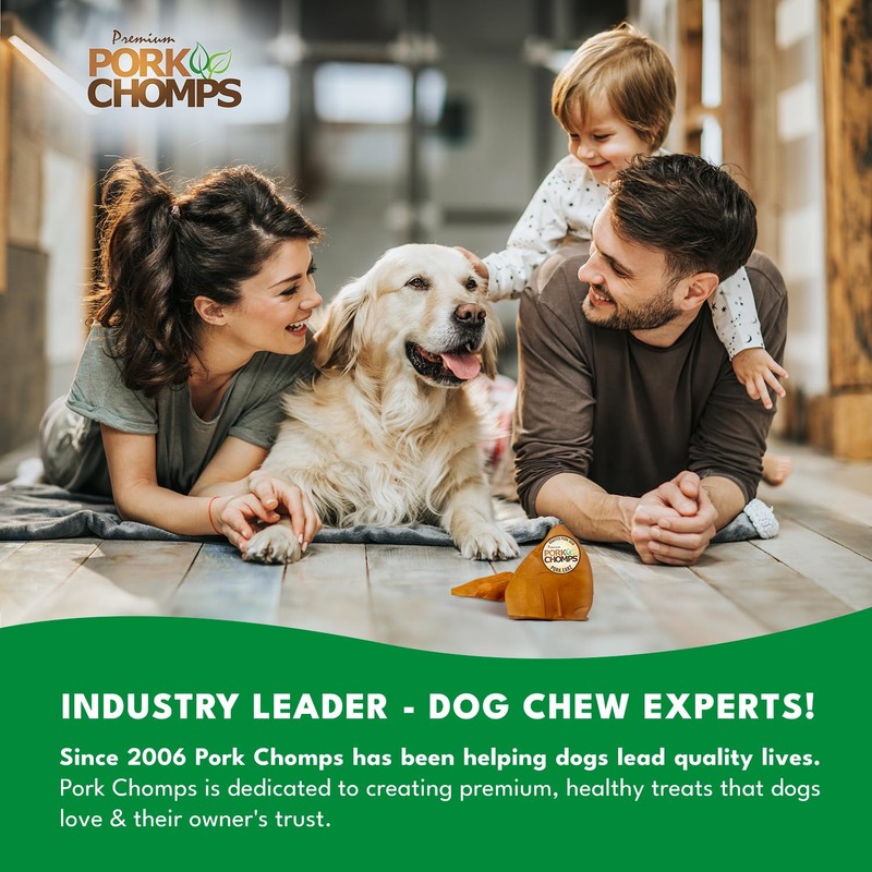 Pork Chomps Roasted Pork Skin Dog Chews, 5-inch Ear Shapes,