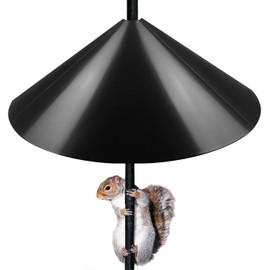 Queension Squirrel Proof Baffle, 19-inch Wide Squirrel Guard Stopper for Outdoor Bird Feeder Poles or Outside Shepherd Hooks, Save Bird Houses from Squirrels, Raccoons, and Rodents, Black, 1 Pack…
