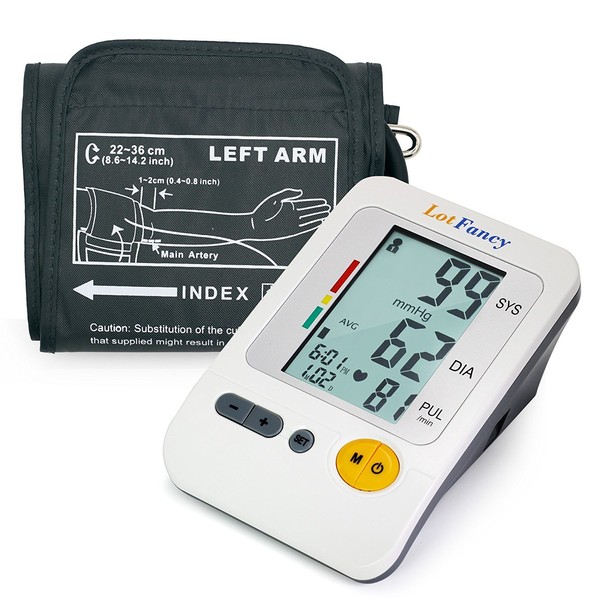 LotFancy Blood Pressure Monitor, Automatic Upper Arm BP Cuff 8.7-14.2” Machine Kit, Accurate Digital BP Gauge, Portable Home Heartbeat Meter, 4 User, 120 Readings Memory, Large LCD Display