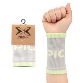 PICSIL Cotton Wrist Sweatbands, Absorbent and Stretchable Wrist Bands for Working Out, Wrist Sweat Bands for Fitness and Tennis, Anti Chafing Wristbands for Men and Women (Lime)