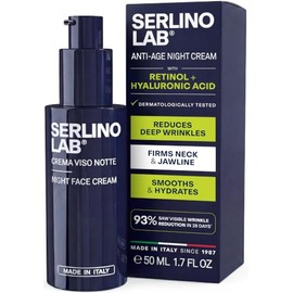 SerlinoLab Night Face Cream for Men – Anti-Aging Moisturizer with Retinol & Hyaluronic Acid, Hydrates Skin, Helps Reduce Wrinkles, Improves Firmness and Elasticity, 1.7 fl oz