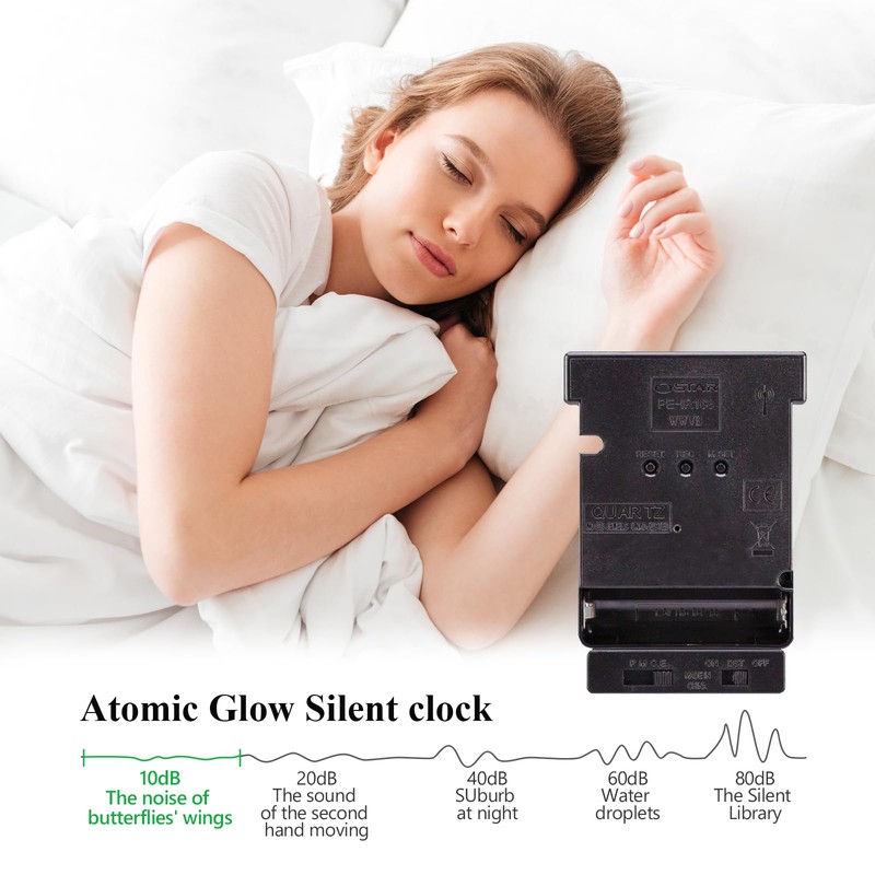 Warminn Atomic Wall Clock with Glow in Dark Silent Non