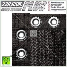 ColourTree Plus Extra Heavy Duty Fence Privacy Screen Mesh Cover - Commercial Grade 220 GSM - Heavy Duty - 3 Years Warranty (6' x 50', Black)