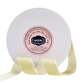 VATIN 1" Wide Nylon Woven Vintage Velvet Ribbons by 10 Yards Spool, Cream, Perfect use for Choker, Gift Wrapping, Floral Bouquets, Home Decor