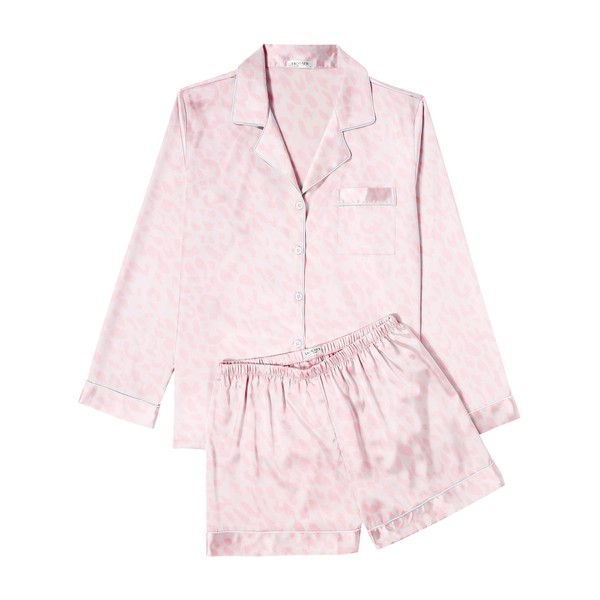 Ekouaer Silk Pajamas Womens Long Sleeve Sleepwear Soft Satin Button
