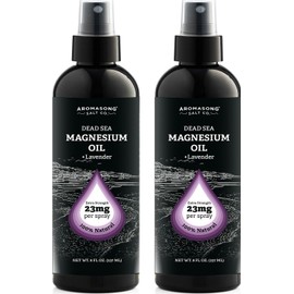 Aromasong Magnesium Spray Lavender - Extra Strength 2 Pack of (23mg in Each Spritz) 8 Oz, Natural and Pure Magnesium Oil Spray - Made in The USA - for Leg Discomfort and Promotes a Calm Sleep
