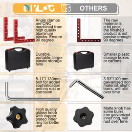 Diylog DIYLOG Corner Clamp for Woodworking, 90 Degree Clamp, Corner Clamp, Right Angle Clamp Woodworking Tools 4 Pack 5.5"*5.5" Aluminum Positioning, Wood Working Tools and Equipment, Wood Clamps