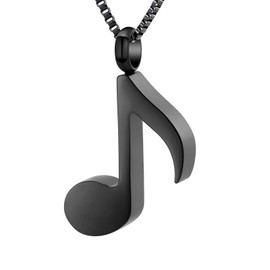 XSMZB Music Note Cremation Jewelry for Ashes Urn Pendant Necklace Stainless Steel Keepsake Memorial Jewellery Unisex(BK-2)