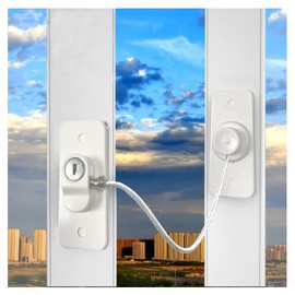 Window Safety Locks for UPVC Windows,2 Packs Window Restrictor Locks for Child & Pet No Drilling Babyproof Locks with Keys for Windows, Sliding Door, Cabinet, Fridge, Oven