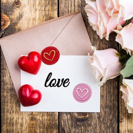 CRASPIRE Heart Wax Seal Stamp Valentine's Day Sealing Wax Stamp Love Wedding 30mm/1.18inch Removable Brass Head Sealing Stamp with Wooden Handle for Birthday Wedding Invitations Cards Gift Wrap