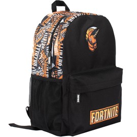 Fortnite School Backpack for Boys Black Large A4 Multi-Compartment Backpack Travel Bag with Mesh Pockets and Adjustable Padded Shoulder Straps Black/Orange