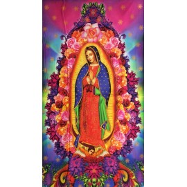 Unbranded RK216 Our Lady of Guadalupe Psychedelic Virgin Mary Cotton Quilt Fabric Panel