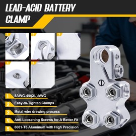 8-Way Lead Acid Battery Terminal Connectors, AGM Post Terminal Ends Battery Post Terminal Ends, Battery Terminal Clamps 8AWG up to 4/0(XL) AWG Gauge, Positive & Negative for SAE/DIN/EN
