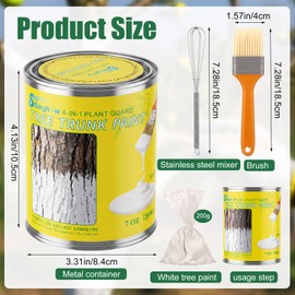 Singhoow Tree Whitewash Paint Tree Trunk Paint Kit, DIY Trees Protection with Container Whisk Brush for Citrus Avocado, Ornamental Trees, Sapling, Garden, Orchard(Bristle Brush,Regular,Classic)