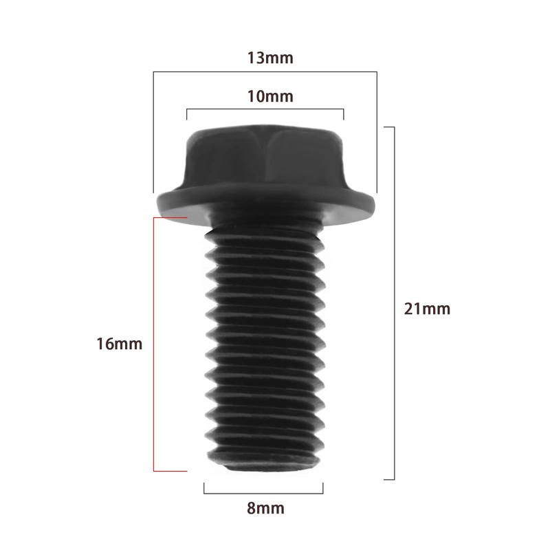 ECSiNG 5PCS M8x16mm Left Hand Thread Bolts Full Threaded Hex
