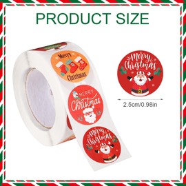 500pcs Christmas Stickers for Cards, Round Merry Christmas Envelope Tag Seals Stickers 8 Designs Self Adhesive Xmas Circle Stickers Label Roll for Cards Gift Envelopes Boxes Decoration (Style 2)