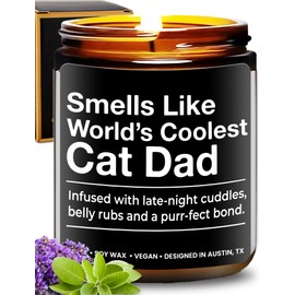 World's Coolest Cat Dad Candle, Unique Cat Lovers Gifts for Men, Funny Cat Gifts for Men, Perfect Cat Dad Gifts, and Thoughtful Cat Dad Gifts for Men, for Birthday, Christmas, Father's Day, Gift-Ready