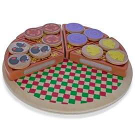 BESTPYSANKY Set of 27 Wooden Pieces Make a Pizza with Toppings & Kitchen Tools