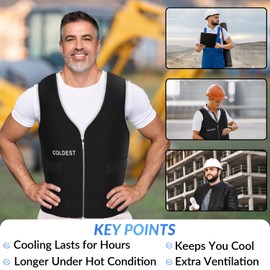 Coldest Cooling Vest - Adjustable Vest Jacket for Hot Weather, Reusable Ice packs, Ice Vest for Men & Women for Cycling, Running, Athletes