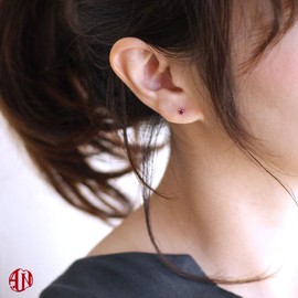 A.UN Jewelry Stud Earrings, Second Piercing, 18K Gold, K18YG Certified, Birthstone 0.1 in (3 mm), Post Length 0.5 in (12 mm), Continuous Wear, Hypoallergenic, Women's, Natural Stone, Made in Japan,