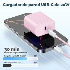 Hzevn Carga Rápida USB C de 20W para iPhone 17 Air/16/15 Pro Max, Paquete de 3 Cargadores Coloridos Mixtos con Cables USB C a C Largos Trenzados (6/6/