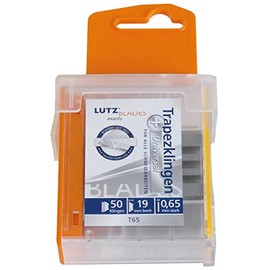 Lutz Trapezoidal Blade TGL65-SZ (Pack of 50, Length 61 mm, Thickness 0.65 mm, Quality Standard, with Safety Dispenser) 480619