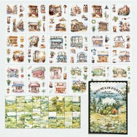 54 Sheets Scrapbook Supplies Kit, Garden Flower Street Landscape Precut Stickers for Junk Journaling Scrapbooking Birthday Christmas