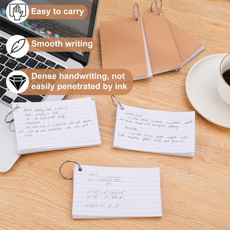 Candcamp Flash Cards,300 PCS Revision Cards White Ruled Index Cards