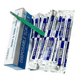 Sterile Disposable Scalpel with Plastic Handle and Carbon Steel Blade - 10 Per Pack - Laboratory Dissections, Podiatry, Dermaplanning, Crafts, and More. (4, No. 20)
