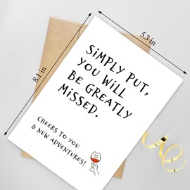 Naixiwen Funny Cheers Coworker Leaving Card, Humorous Goodbye Card for Colleague, New Job Card, Farewell Card, You Will Be Greatly Missed