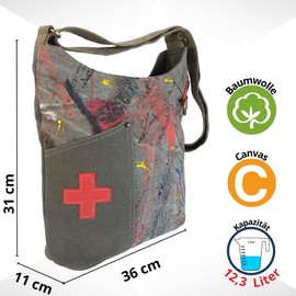 Sunsa Damen Umhängetasche. Hobo Tasche aus Canvas/Leinwand. Groß Vintage Stil Crossbody Bag. Jede Vegane Schultertasche ist Unikat. Handtasche als Geschenkideen für Frauen