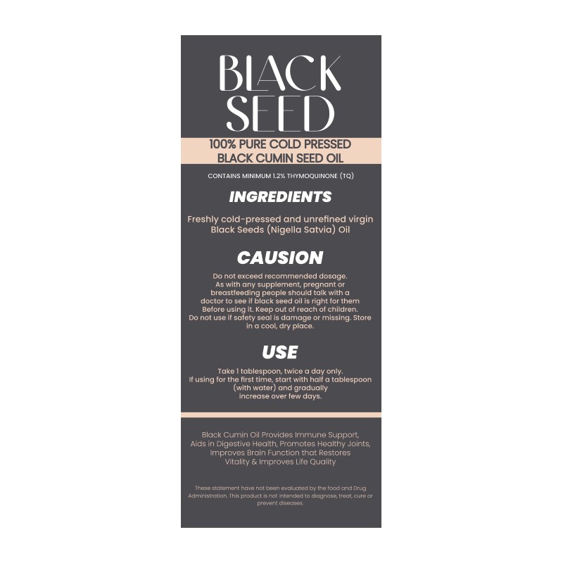 Purifyproduct Organic Black Seed Oil Cold Pressed Nigella Sativa Black