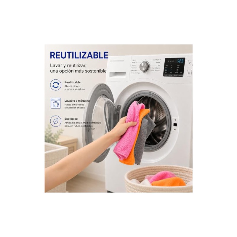 RUISTLI Rollo de Toallas de Microfibra, Paquete de 50, Rollo