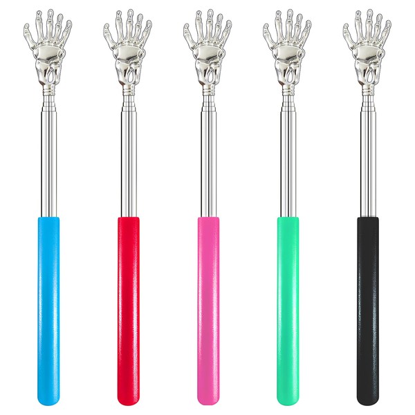 Pack of 5 Extendable Back Scratchers Robust Stainless Steel Scratcher