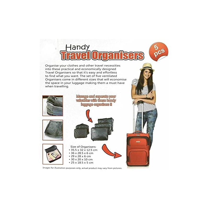 ADEPTNA 5pcs Premium Travel Luggage Organiser Set Perfect Travel Organiser