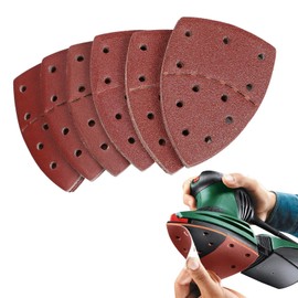 66 Pcs Sanding Pads, Mouse Detail Sander Pads Hook and Loop Sanding Sheet with 11 Holes,Assorted 40/60/80/120/180/240 Grits Sandpaper for Bosch Multi-Sander PSM 100A PSM 200 AES PSM 18(Red)