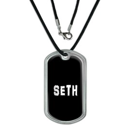 Graphics and More Seth - Name Military Dog Tag Black Cord Necklace