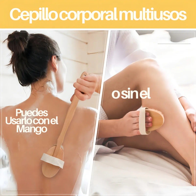 Cepillo Corporal Universo Linea Cerdas Naturales Mango Removible